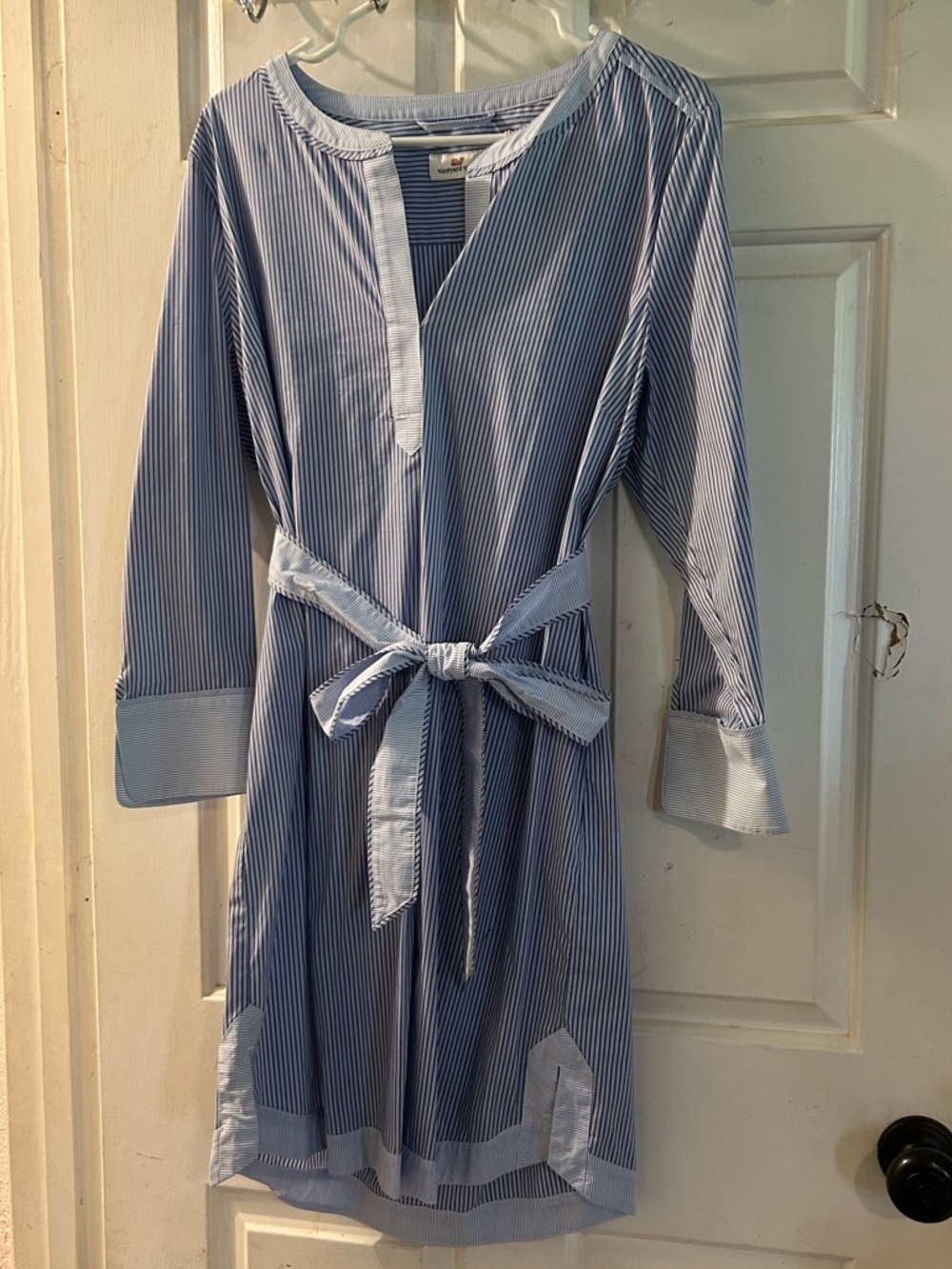 Vineyard Vines Blue and White Striped Belted Shirt Dress